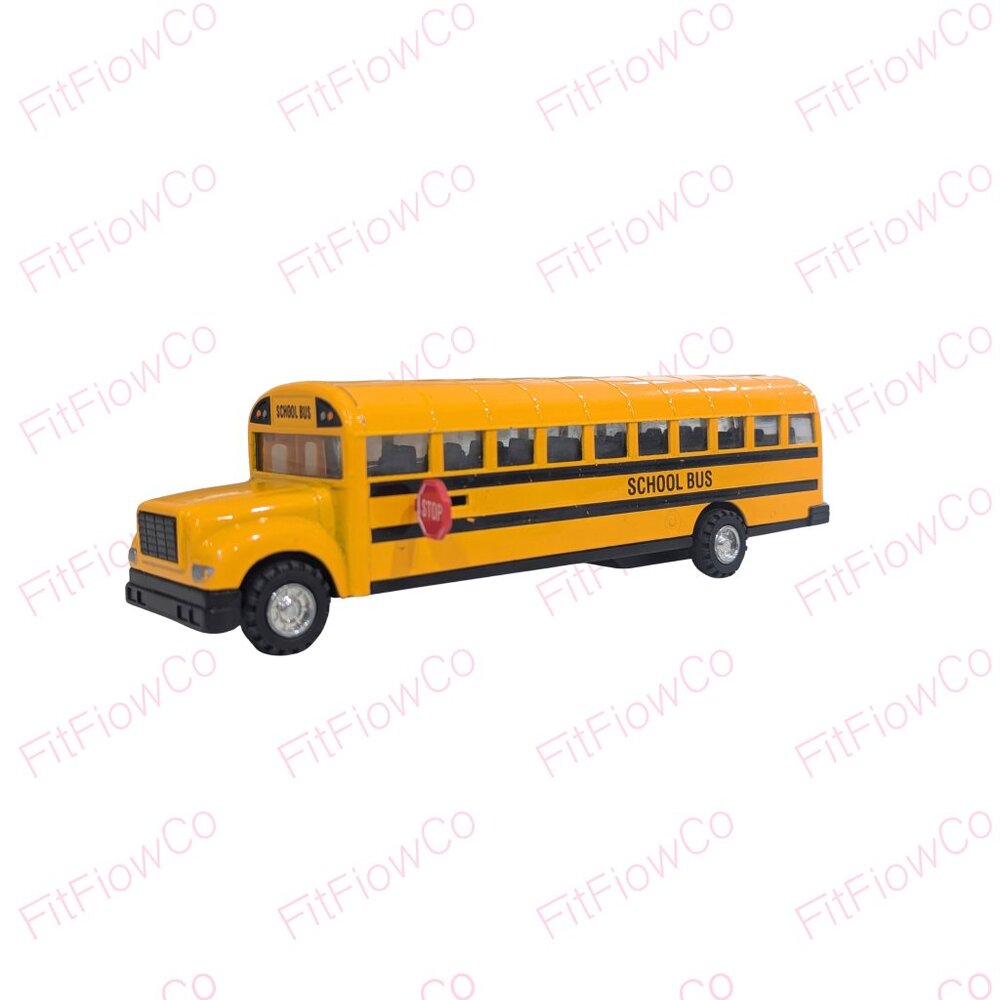 Schylling Yellow School Bus 9” Die-Cast Metal Pull Back Toy Opening Doors